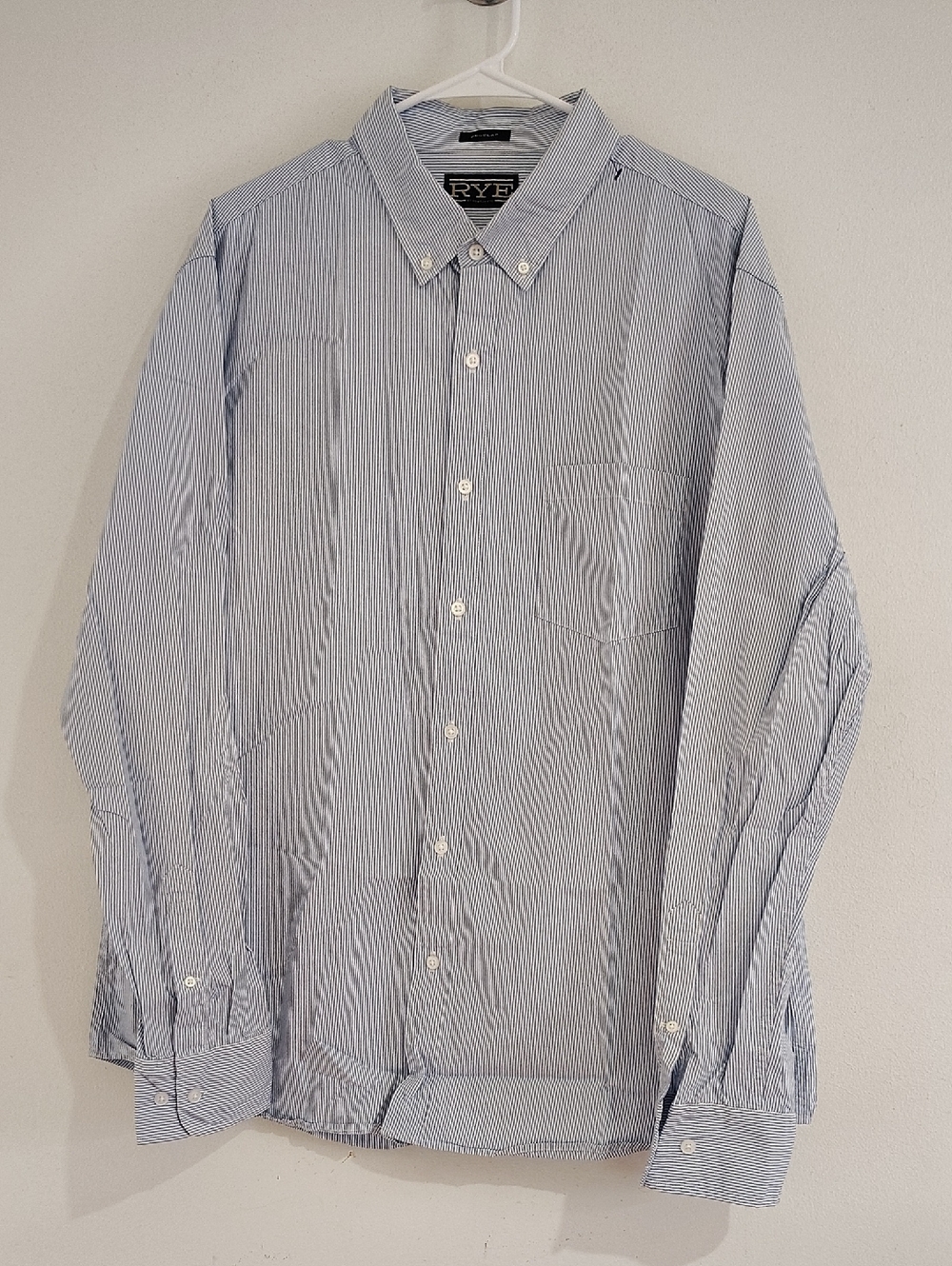 Rye Men's Blue and White Pinstripe Button-Down Shirt